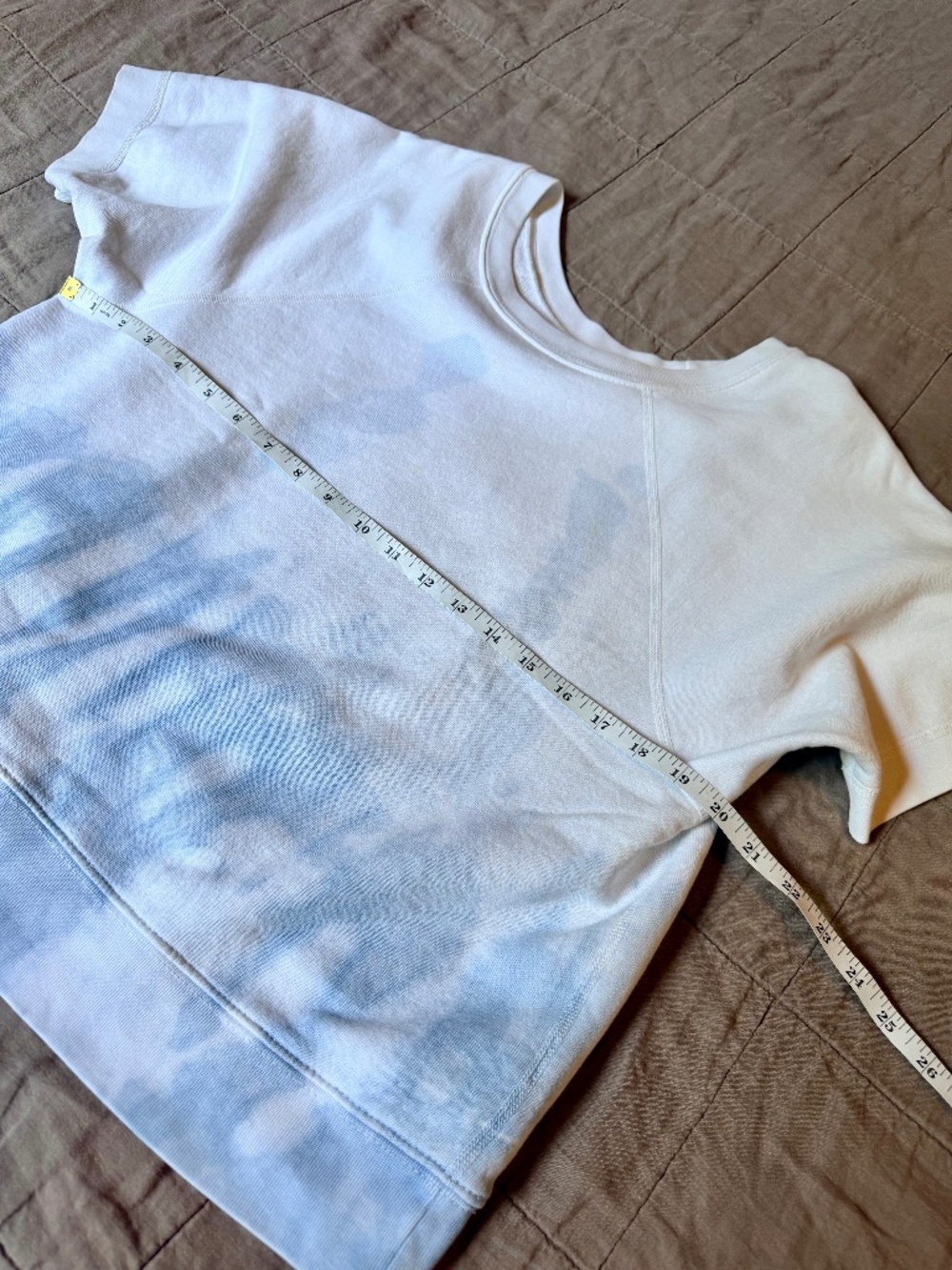 Nili Lotan Ciara Short Sleeve Sweatshirt Sky Blue White Tie Dye Size S - Picture 7 of 12